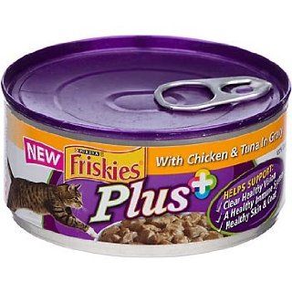 Friskies Plus with Chicken & Tuna in Sauce Canned Cat Food, Case of 24  Adult Cat Food 