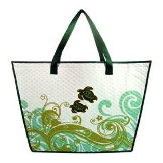 Hawaiian Tote Bag Insulated Eco Tropical Honu Swirl Large: Clothing