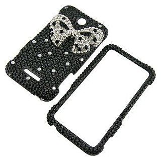 Rhinestones Protector Case for ZTE Score X500, 3D Ribbon Full Diamond (Clear/Black): Cell Phones & Accessories