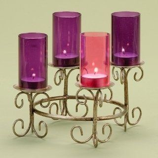 Tea Light Candle Hot Pink & Purple Glass Chimney Christmas Advent Candle Holder: Home Improvement