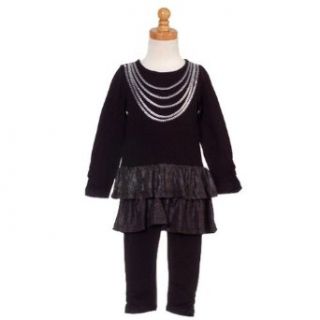 Black Sparkle Ruffle Top Leggings Outfit Baby Girls 12M : Pants Clothing Sets : Baby