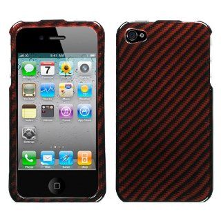 Hard Plastic Snap on Cover Fits Apple iPhone 4 4S 2D Silver Racing Fiber Red Plus A Free LCD Screen Protector AT&T, Verizon (does NOT fit Apple iPhone or iPhone 3G/3GS or iPhone 5/5S/5C): Cell Phones & Accessories