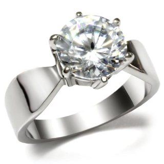 Celine Solitaire AAA Quality Cubic Zirconia Engagement Wedding Ring Solid 316 Stainless Steel Ginger Lyne Collection: Ginger Lyne: Jewelry