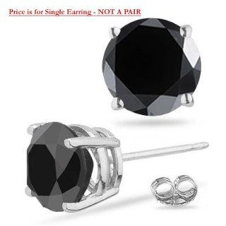 1/9 (0.10 0.13) Cts Round AAA Black Diamond Mens Stud Earring in Platinum: Jewelry