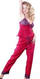 Vx Intimate Women's Satin Floral Jacquard Camisole Pj Set w/ Stretch Lace Cups at  Womens Clothing store