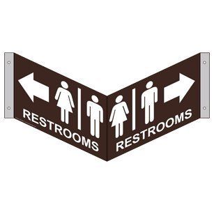 Restrooms With Symbol Right Sign RRE 6982Tri WHTonDKBN Restrooms : Business And Store Signs : Office Products