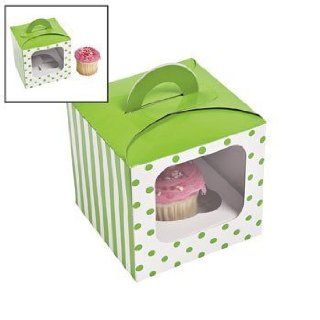 Lime Green Polka Dot Cupcake Boxes With Handle   Party Favors & Party Bags & Containers : Other Products : Everything Else