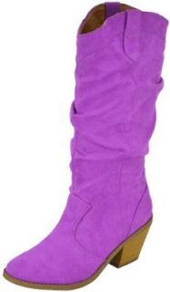 Qupid Muse 01Xx Magenta Faux Suede Women Cowboy Boots: Shoes