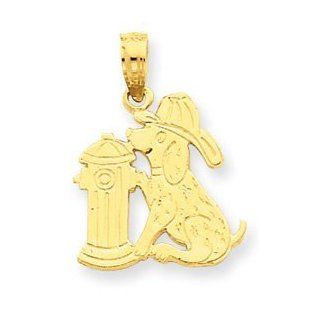 14k Gold Fire Hydrant & Dog Pendant: Jewelry