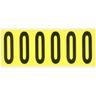 Brady 3450 O 3 1/2" Height, 1 1/2" Width, B 498 Repositionable Coated Vinyl Cloth, Black On Yellow Color 34 Series Indoor Letter Label, Legend "O" (6 Lables Per Card) Industrial Warning Signs