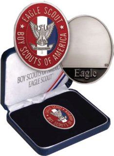 Boy Scouts of America Engraveable Red White & Blue Nickel Eagle Scout Coin with Presintation Box 