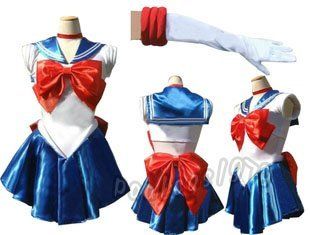 Sailor Moon Cosplay Costume Serena with Tiara Glove: Toys & Games