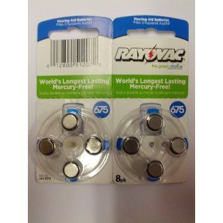 Rayovac Size 675 Mercury Free Hearing Aid Battery, L675ZA 8ZM, 8 Pack: Health & Personal Care