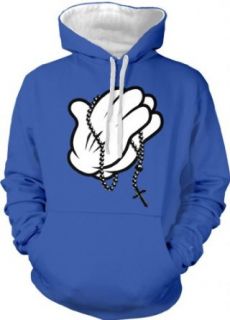 Cartoon Hands Holding Rosary Beads Two Tone Hooded Sweatshirt: Clothing