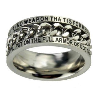 Christian Mens Stainless Steel 10mm Abstinence "No Weapon that is Formed Against You Shall Prosper" Isaiah 54: 17 "Put On The Full Armor of God That You May Be Able to Stand Firm Against the Schemes of the Devil" Ephesians 6:11 Chain Sp