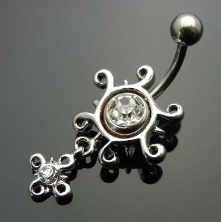 SALE OUT! Limited STOCK!! 2014 model Sun Rhinestone 316L Steel Navel Belly Ring Body Piercing   BR2030: Health & Personal Care