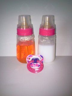 2 Reborn Baby Doll Bottles 5 oz PINK Faux Milk Juice Prop + Camo Pink Pacifier Magnetic Kit   Your Doll Needs a Magnet in It's Mouth for this Pacifier to Work. Magnet NOT Attached. THIS IS A PROP NOT A TOY FOR AGES 8+ Only. DO NOT ALLOW ANYONE TO PUT T