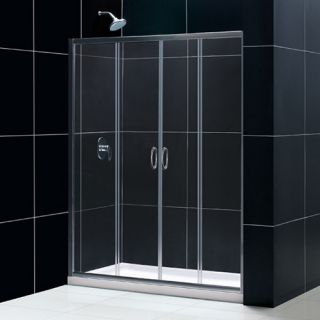 Dreamline DL6962L04CL Frameless Shower Door, 34 by 60 Visions Sliding amp; SlimLine Single Threshold Base Left Hand Drain