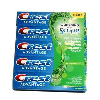 Crest Toothpaste Whitening with Scope, Minty Fresh Flavor, 7.6 Oz Tubes (Pack of 5) Health & Personal Care