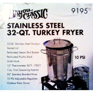 Bayou Classic 9195 32 Quart Stainless Steel Outdoor Turkey Fryer Kit with Burner (Discontinued by Manufacturer) : Outdoor Fry Pots : Patio, Lawn & Garden