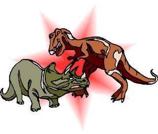 6" Dinosaurs Fighting Printed vinyl decal sticker for any smooth surface such as windows bumpers laptops or any smooth surface. 