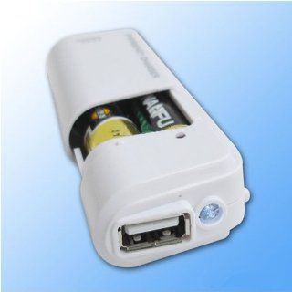 Portable AA Battery Powered Emergency Charger with Flashlight White For Anything Powered Via USB : Everything Else