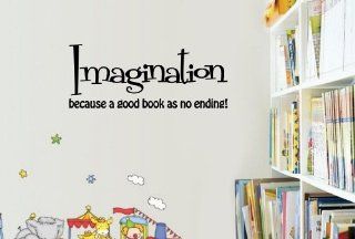 Imagination because a good book as no ending Vinyl wall art Inspirational quotes and saying home decor decal sticker  