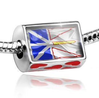 Bead with Hearts Newfoundland and Labrador 3D Flag region: Canada   Charm Fit All European Bracelets , Neonblond: NEONBLOND: Jewelry