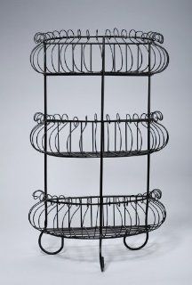 3 Tier Scrolled Wire Shelving Unit in Black Painted Finish   Bookcases