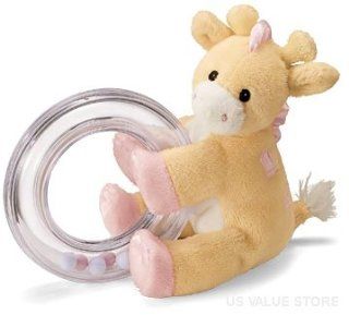 Baby Girl Rattle, Tender Beginnings Giraffe Ring Rattle Pink: Toys & Games