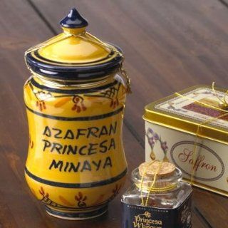 Princesa de Minaya La Mancha Saffron in Ceramic Jar (2 g) : Saffron Spices And Herbs : Grocery & Gourmet Food