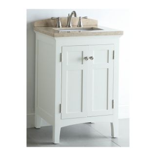 allen + roth Windleton 24 in x 20.625 in White with Weathered Edges Undermount Single Sink Bathroom Vanity with Natural Marble Top