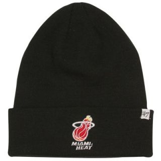 47 Brand Miami Heat Raised Cuff Knit Beanie   Black