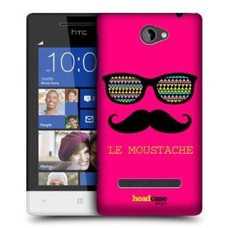 Head Case Designs Pink Le Moustaches Hard Back Case Cover For HTC Windows Phone 8S: Cell Phones & Accessories