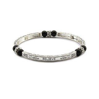 Inspirational Believe Magnetic Hematite Healing Stretch Bracelet Jewelry