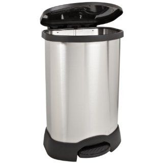 Rubbermaid Commercial FG614787BLA Stainless Steel Oval Step On Trash Can, 30 Gallon Capacity, Black: Industrial & Scientific