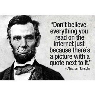 (13x19) Don't Believe the Internet Lincoln Humor Poster   Prints