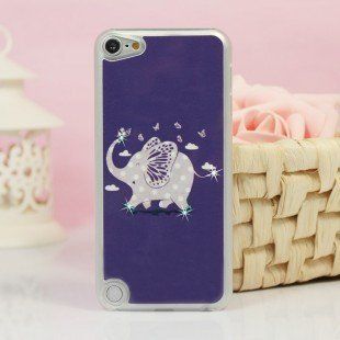 Big Mango High Quality Cute Flying Elephant Protective Shell Hard Below Cover Case for Apple Ipod Touch 5 with Bling Diamond Rhinestone and Clear Frame Eco package Purple Cell Phones & Accessories
