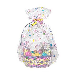 EASTER BASKET CELLOPHANE GIFT BAGS WITH RIBBONS & TAGS 2 CT 20" W x 24" H: Grocery & Gourmet Food