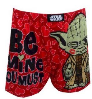 Star Wars Yoda Be Mine You Must Mens Boxers (Large): Clothing
