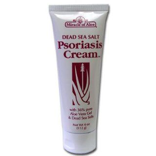 Miracle of Aloe Dead Sea Salt Psoriasis Cream 2 Oz Contains 36% Pure Aloe Vera Gel & Dead Sea Salts! Naturally Helps Relieve the Dry, Itchy, Scaly Skin Caused By Psoriasis, Eczema and Other Irritating Skin Disorders. Re Moisturizes and Helps Heal Skin!