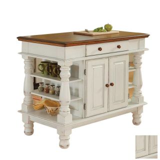 Home Styles 42 in L x 24 in W x 36 in H Distressed Antique White Kitchen Island
