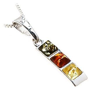 Multicolor Amber and Sterling Silver Very Small Pendant, 18": Ian and Valeri Co.: Jewelry