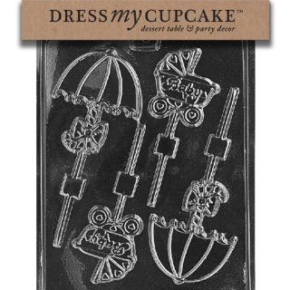 Dress My Cupcake Chocolate Candy Mold, Carriage and Umbrella Baby Shower Lollipop, Set of 6: Candy Making Molds: Kitchen & Dining