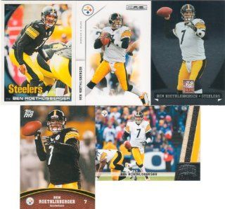 Ben Roethlisberger 2011 Five Card Gift Lot Containing One Each of His 2011 Topps Rising Rookies, Topps, Threads, Rookies and Stars and Donruss Elite Mint Condition Pittsburgh Steelers Cards, Shipped in 100 Card Cardboard Storage Box!: Sports & Outdoors