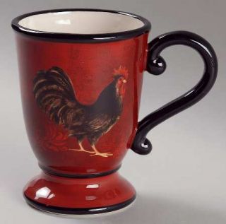 Avignon Morning Mug, Fine China Dinnerware   Susan Winget,Rooster Motifs,Black T