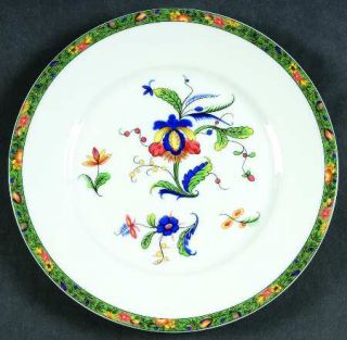 Raynaud Louviers Salad Plate, Fine China Dinnerware   White Background,Green Ban