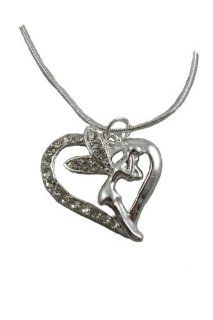 Silver Effect Open Heart and Fairy Pendant Necklace Jewelry