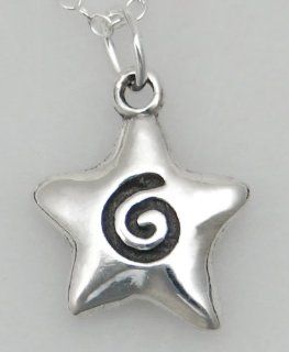 The Spiral, "The Symbol of Life" Simply Done of a Sterling Silver Star: The Silver Dragon: Jewelry