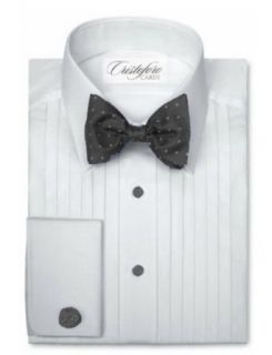 Cardi Men's Cotton Tuxedo Shirt   1/2 Inch Pleat Laydown Collar at  Mens Clothing store